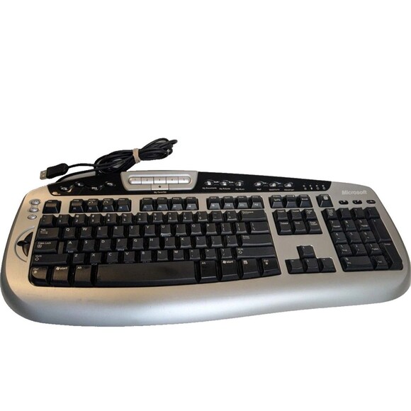 Microsoft Keyboard Model 1031 USB Wired Digital Media 1.0A KC-0405 Black Silver - Picture 1 of 6